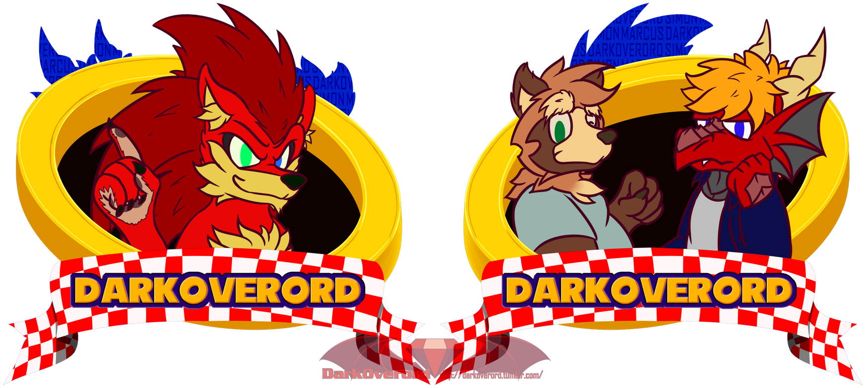 Both sides of DarkOverord's Confuzzled Con Badge