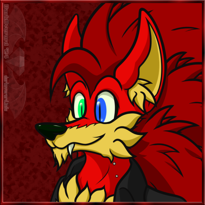An icon for a red hedgehog vampire. Simon is looking pretty happy! There's extremely pale holes in its neck where clearly there used to be blood!