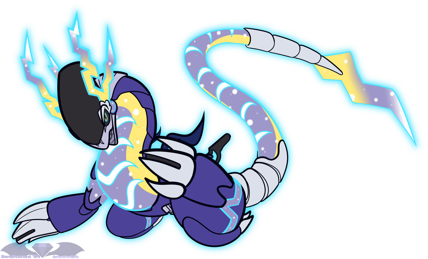 Art of a Miraidon looking dramatically at the viewer while looking like they're flying past them. They have a blue glow around them Notably, they are not Aurelion Sol
