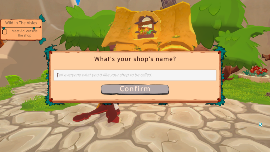 A screenshot of Amber Isle, asking to name the shop