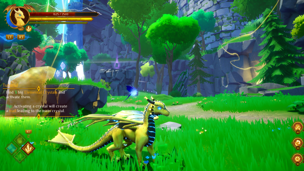 Screenshot of Glyde the Dragon, Glyde currently in lightning form