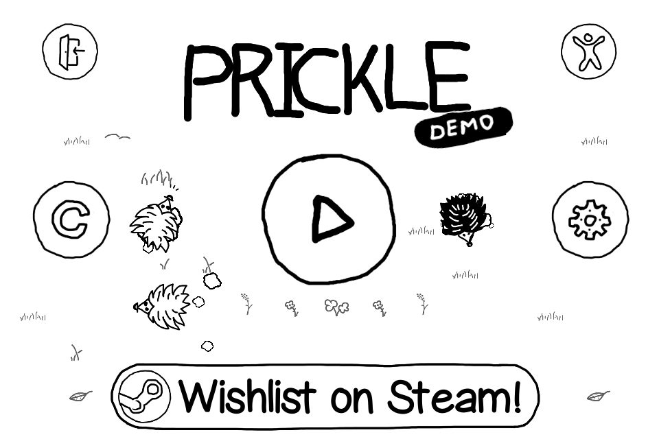 A screenshot of Prickle's title screen