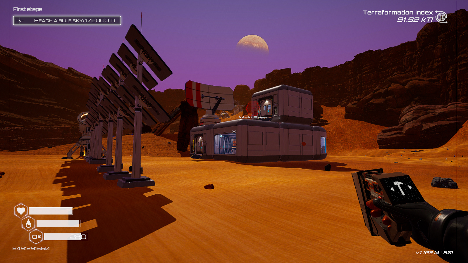 A screenshot of Planet crafter, pretty early in the game